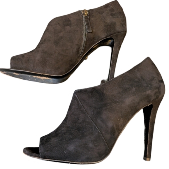Diane von Furstenberg Peep Toe Ankle Booties  Suede Heels Size 8.5 - Picture 6 of 11